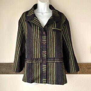 600‎ West Striped Blazer Jacket Lightweight Lime Brown Purple